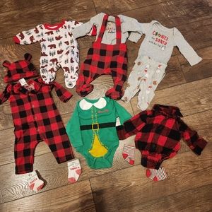 5/$13 0-3 month Christmas bundle 6 outfits